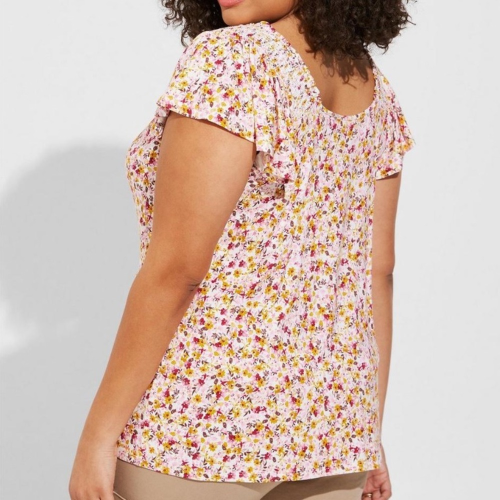 Torrid Super Soft Smocked Shoulder Flutter Sleeve… - image 3